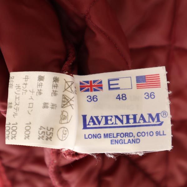 LAVENHAM ラベンハム リネンブレンド キルティングジャケット 36 レッド レディース