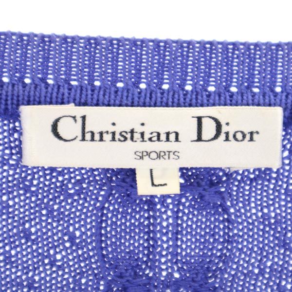 Christian Dior SPORTS クリスチャンディオール スポーツ 長袖 スクエアネック ケーブル ニット L 青系 セーター レディース
