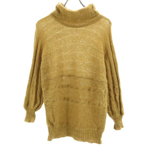 DAKS ダックス モヘヤブレンド 長袖 タートルネック ニット M マスタード セーター レディース