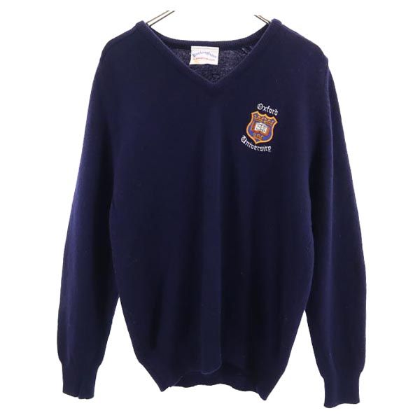 BUCKINGHAM バッキンガム 英国製 ウール 長袖 ニット 42 ネイビー系 セーター メンズ