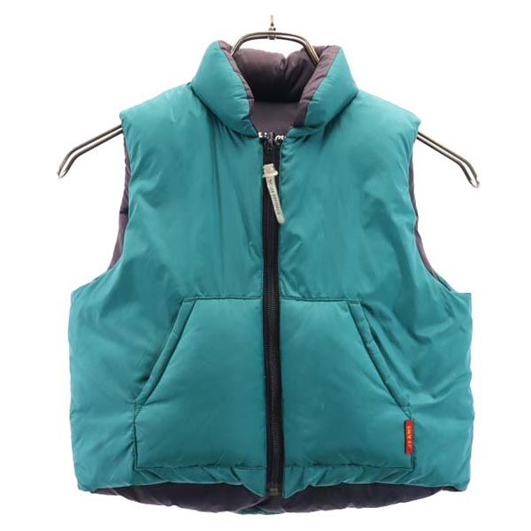 mikihouse ミキハウス ロゴプレート リバーシブル ダウンベスト 110 グリーン×ネイビー キッズ