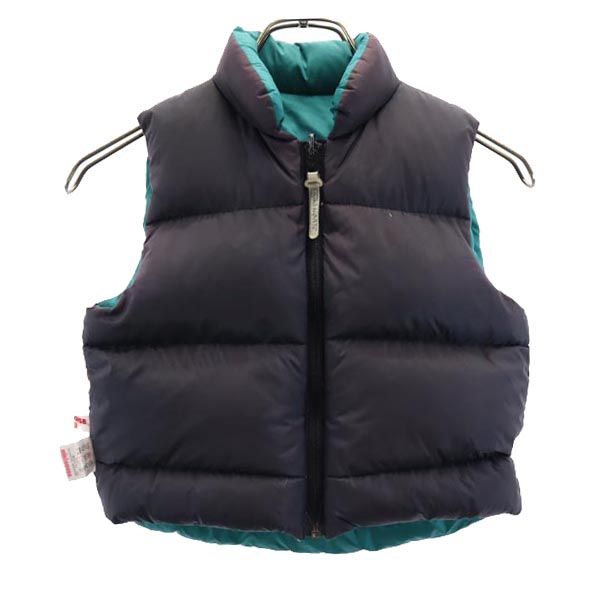 mikihouse ミキハウス ロゴプレート リバーシブル ダウンベスト 110 グリーン×ネイビー キッズ