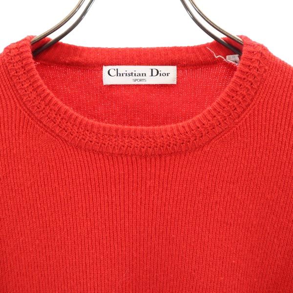 Christian Dior クリスチャンディオール ウール 長袖 ニット M レッド系 セーター メンズ