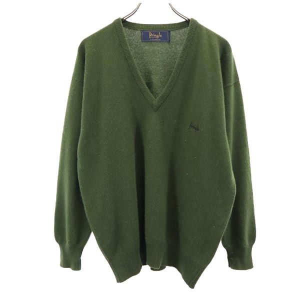 Pringle プリングル カシミヤ100% 長袖 ニット S グリーン系 セーター メンズ