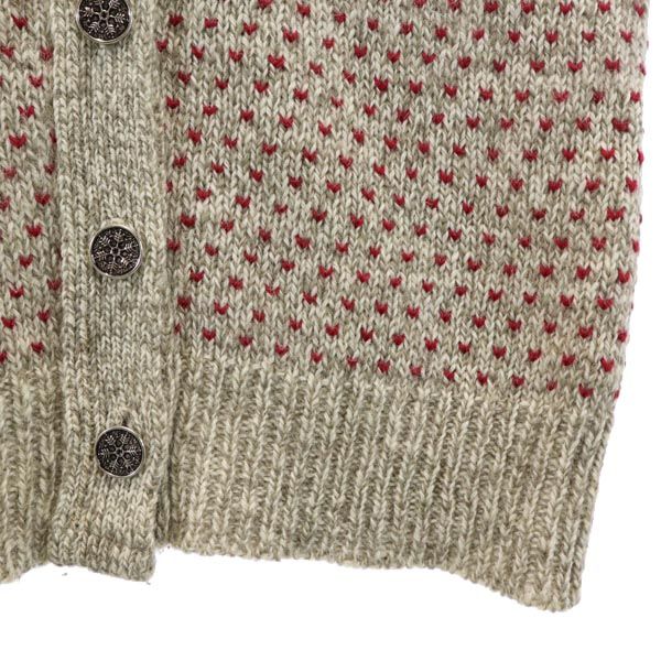 L.L.Bean エルエルビーン 80s ヴィンテージ ウールブレンド 総柄 長袖 ニット カーディガン M グレー系 レディース