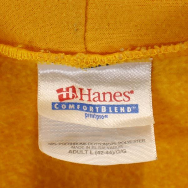 ヘインズ Dole プリント 長袖 スウェットパーカー L イエロー Hanes 裏起毛 メンズ