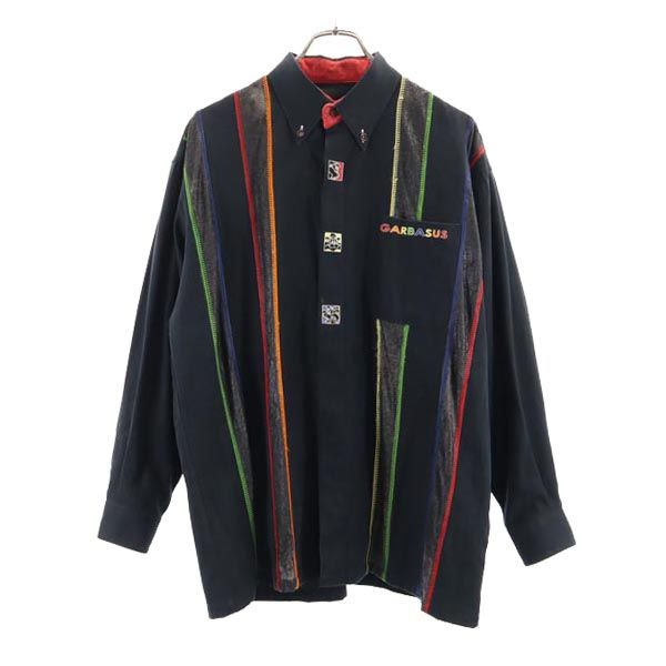 アンジェロガルバス 日本製 長袖 ボタンダウンシャツ ブラック ANGELO GARBASUS メンズ