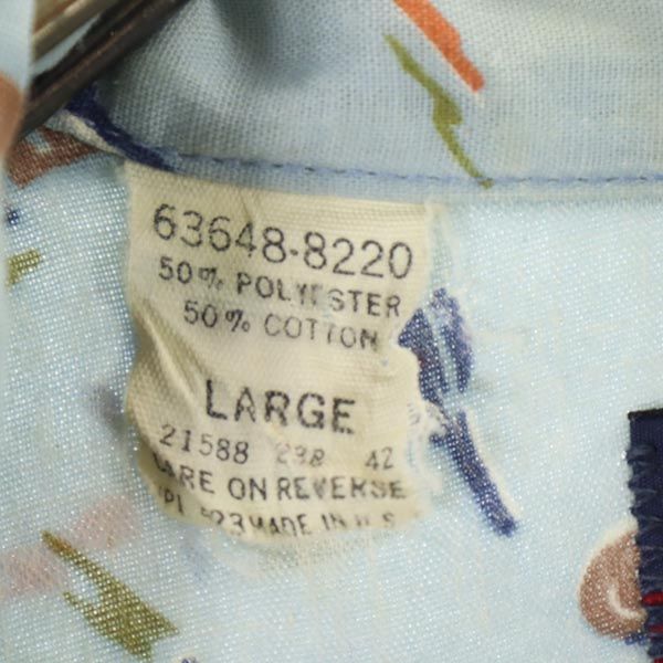 Levi's リーバイス 70s ヴィンテージ USA製 総柄 長袖 ウエスタンシャツ L ブルー系 メンズ
