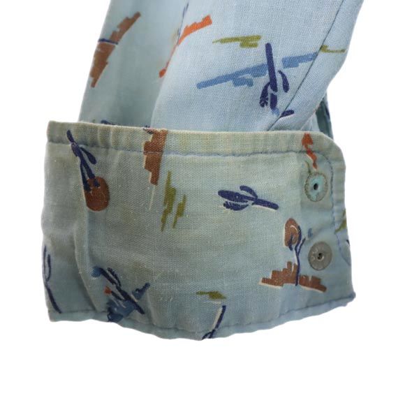 Levi's リーバイス 70s ヴィンテージ USA製 総柄 長袖 ウエスタンシャツ L ブルー系 メンズ