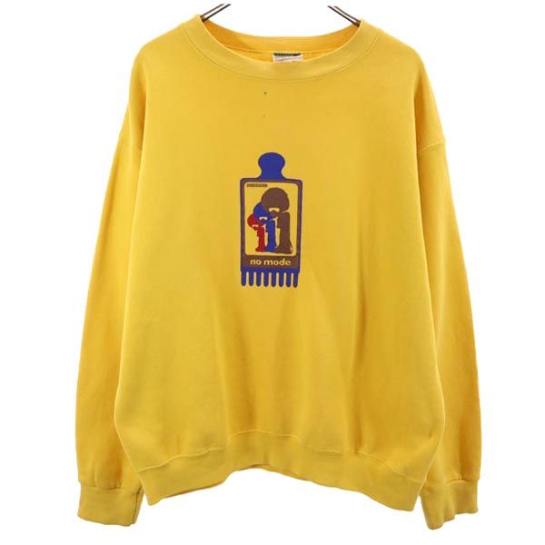 AMERICANINO アメリカニーノ 90s オールド USA製 プリント 長袖 スウェット トレーナー L（40－42） イエロー エドウィン 裏起毛 メンズ