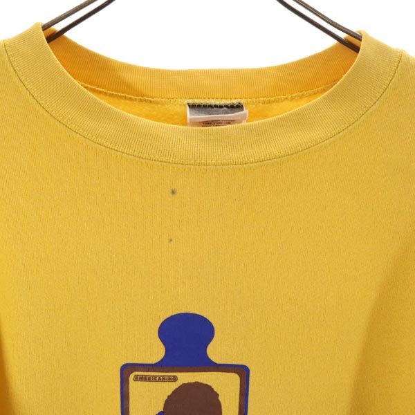 AMERICANINO アメリカニーノ 90s オールド USA製 プリント 長袖 スウェット トレーナー L（40－42） イエロー エドウィン 裏起毛 メンズ