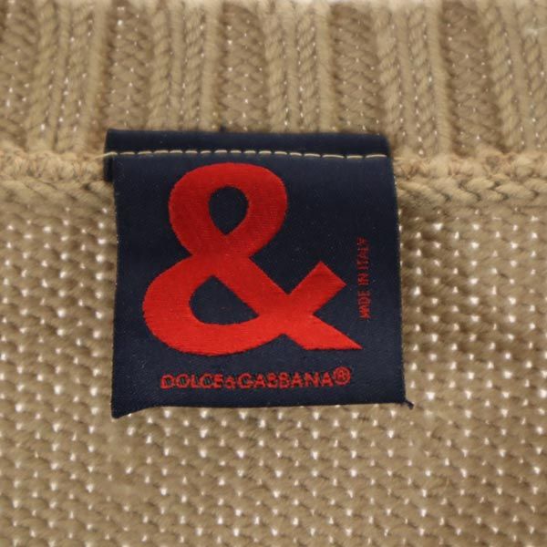 DOLCE&GABBANA ドルチェアンドガッバーナ イタリア製 ウールブレンド 長袖 Vネック ニット 44 ベージュ系 レディース