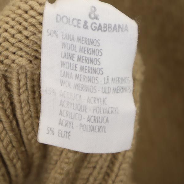 DOLCE&GABBANA ドルチェアンドガッバーナ イタリア製 ウールブレンド 長袖 Vネック ニット 44 ベージュ系 レディース