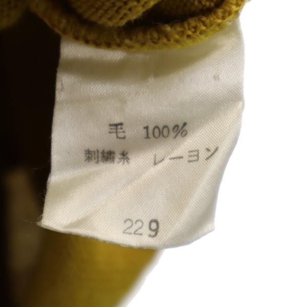 LANCEL ランセル 日本製 ウール 長袖 Vネック ニット L イエロー系 セーター メンズ