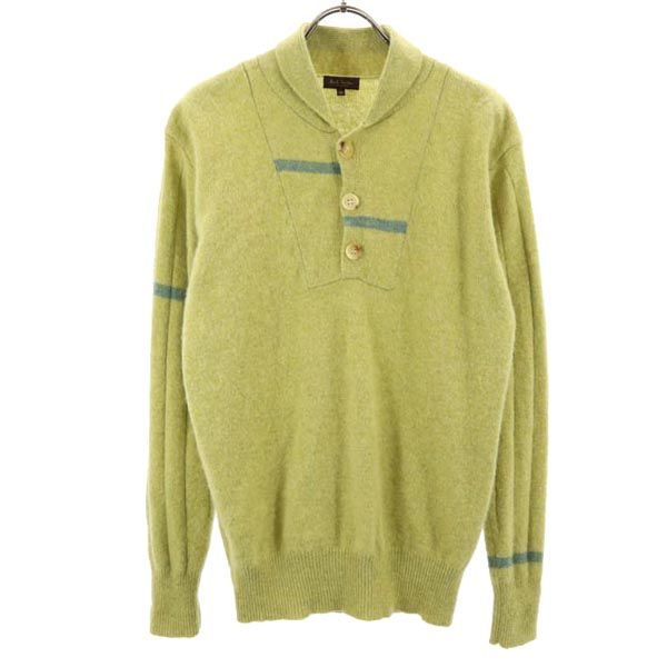 Paul Smith ポールスミス ウールブレンド 長袖 ハーフボタン ニット M イエロー系 セーター メンズ