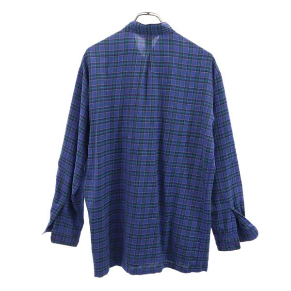 PIA SPORTS ピアスポーツ ウール チェック 長袖 ノーカラーシャツ ? ブルー系 メンズ