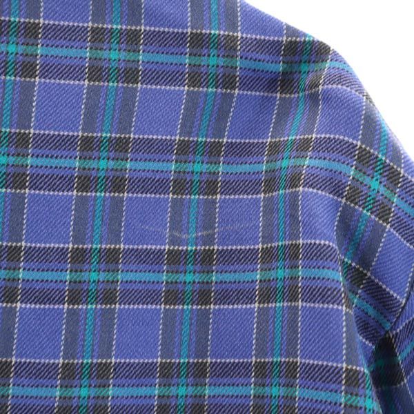 PIA SPORTS ピアスポーツ ウール チェック 長袖 ノーカラーシャツ ? ブルー系 メンズ