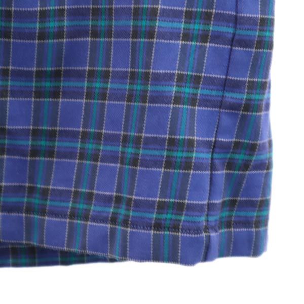 PIA SPORTS ピアスポーツ ウール チェック 長袖 ノーカラーシャツ ? ブルー系 メンズ