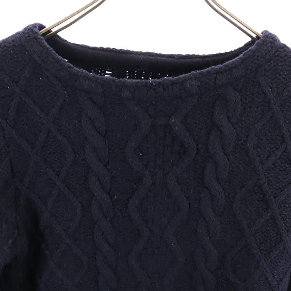 BLUE BLUE ブルーブルー 日本製 ウール 長袖 ニット ネイビー系 セーター ポケット レディース