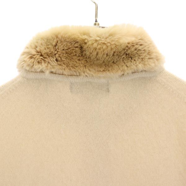 PAUL STUART ポールスチュアート 三陽商会 長袖 リアルファー カーディガン M ベージュ レディース