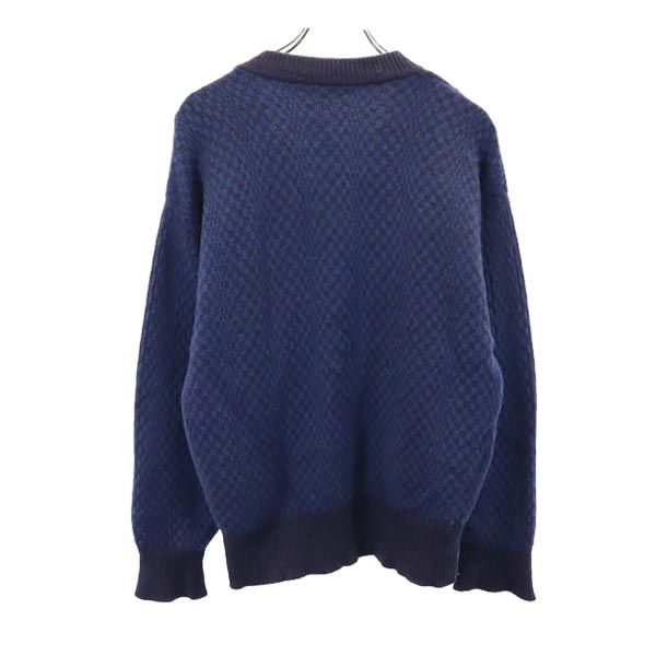 MINGLART カシミヤ 総柄 Vネック 長袖 Vネック ニット M ネイビー MINGLART セーター メンズ