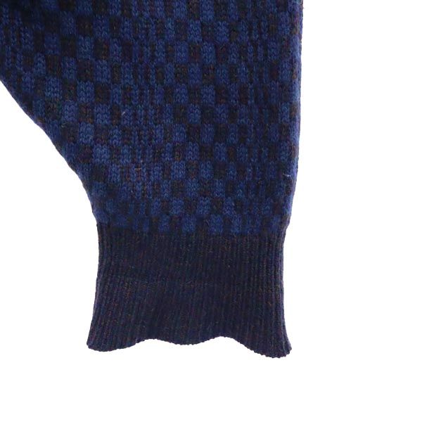 MINGLART カシミヤ 総柄 Vネック 長袖 Vネック ニット M ネイビー MINGLART セーター メンズ