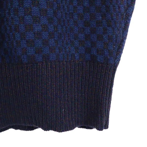 MINGLART カシミヤ 総柄 Vネック 長袖 Vネック ニット M ネイビー MINGLART セーター メンズ