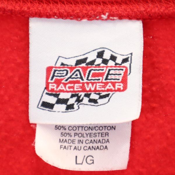 PACE RACE WEAR 長袖 スウェット トレーナー L レッド 裏起毛 メンズ