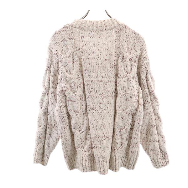 gelato pique ジェラートピケ 長袖 Vネック ニット F ホワイト×ピンク ジェラピケ ルームウェア レディース