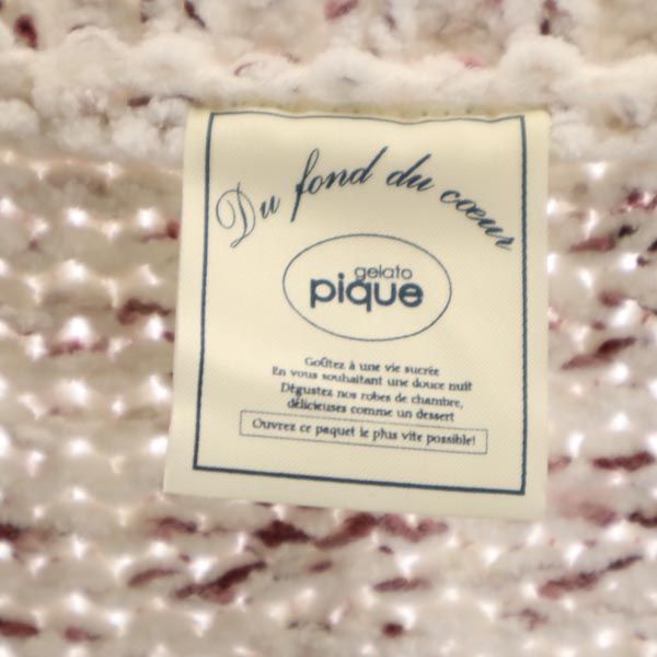 gelato pique ジェラートピケ 長袖 Vネック ニット F ホワイト×ピンク ジェラピケ ルームウェア レディース