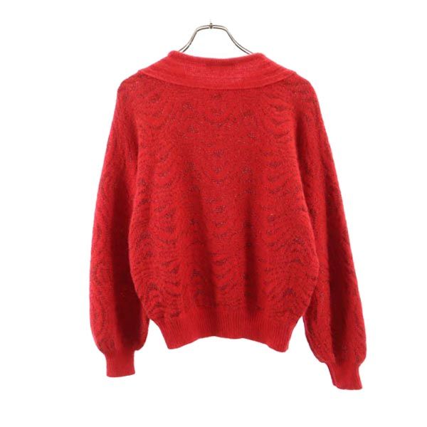 Christian Dior クリスチャンディオール 90s オールド ウールブレンド 長袖 ニット M レッド系 セーター レディース