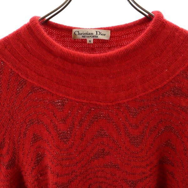 Christian Dior クリスチャンディオール 90s オールド ウールブレンド 長袖 ニット M レッド系 セーター レディース
