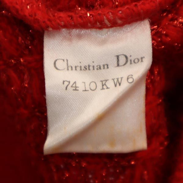 Christian Dior クリスチャンディオール 90s オールド ウールブレンド 長袖 ニット M レッド系 セーター レディース