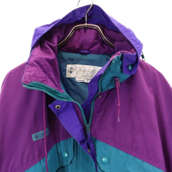 Columbia コロンビア アウトドア オールド ナイロンジャケット XL 青緑 他 レディース