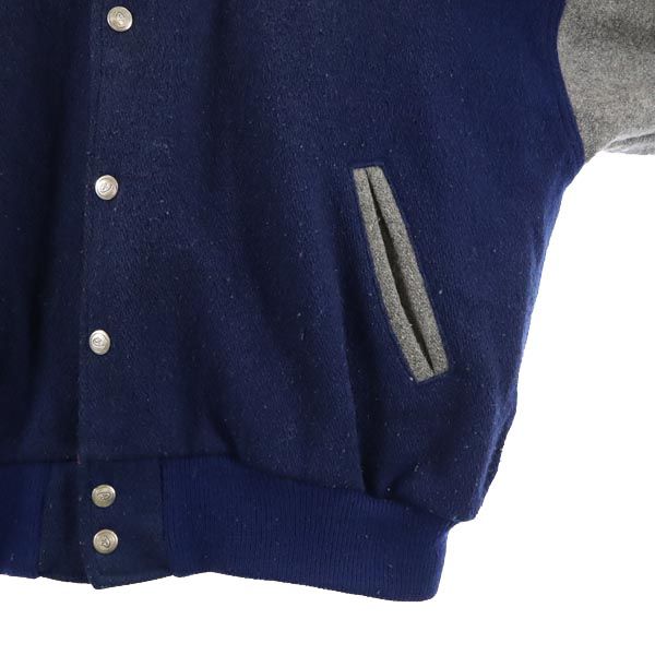 MICKEY MOUSE ミッキーマウス 80s 90s USA製 オールド バック刺繍 ウールブレンド スタジャン L ネイビー ブルゾン メンズ