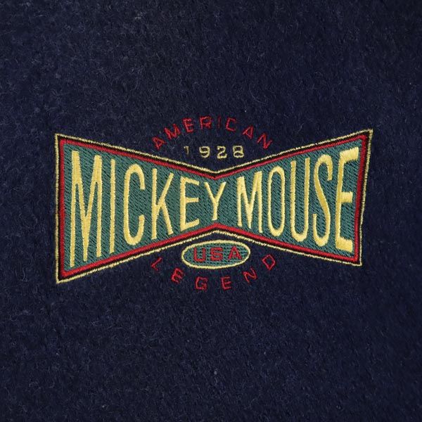 MICKEY MOUSE ミッキーマウス 80s 90s USA製 オールド バック刺繍 ウールブレンド スタジャン L ネイビー ブルゾン メンズ