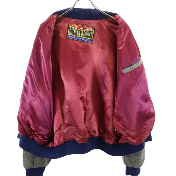 MICKEY MOUSE ミッキーマウス 80s 90s USA製 オールド バック刺繍 ウールブレンド スタジャン L ネイビー ブルゾン メンズ