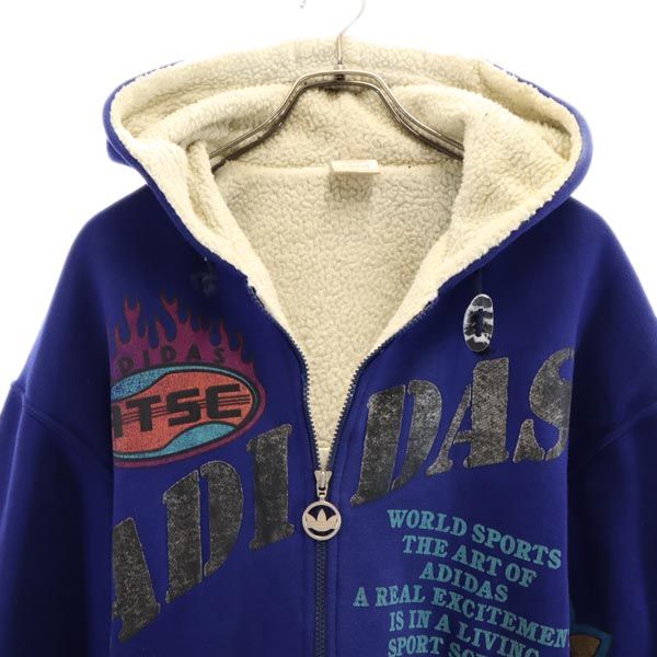 adidas アディダス 80s ボア デサント製 ヴィンテージ フードジャケット M ブルー デサント製 メンズ