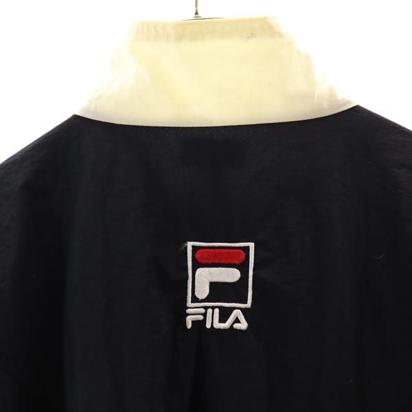 FILA フィラ 90s オールド スポーツジャケット XL ブラック×レッド×アイボリー 裏トリコット素材 ウインドブレーカー メンズ