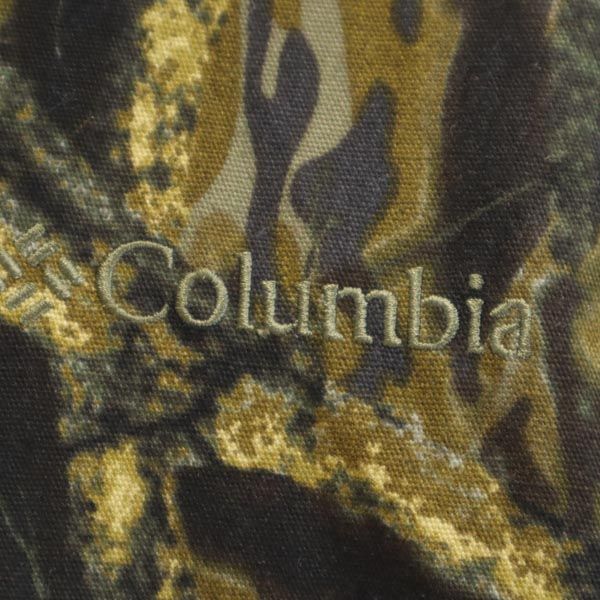 Columbia コロンビア 総柄 アウトドアジャケット XS カーキ系 裏フリース ブルゾン ロゴ刺繍 メンズ