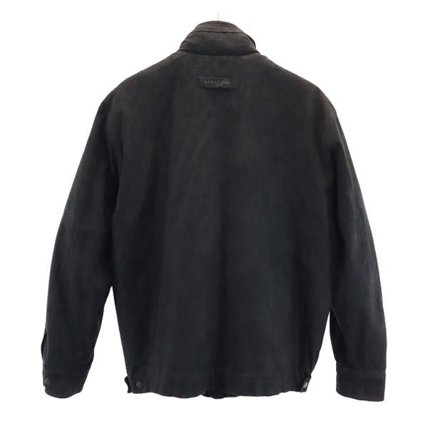 バーバリー 日本製 2way フェイク レザージャケット M グレー系 BURBERRY LONDON 中綿ライナー 収納型フード メンズ