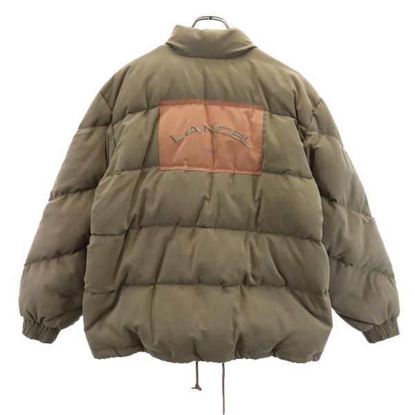 LANCEL ランセル バックロゴ ダウンジャケット M カーキ系 刺繍 レディース
