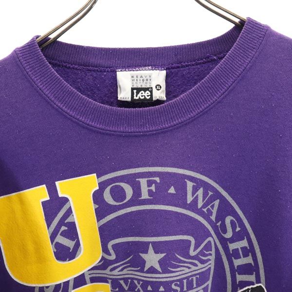 Lee リー 90s USA製 オールド プリント 長袖 スウェット トレーナー XL パープル 裏起毛 メンズ