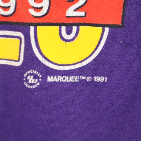 Lee リー 90s USA製 オールド プリント 長袖 スウェット トレーナー XL パープル 裏起毛 メンズ