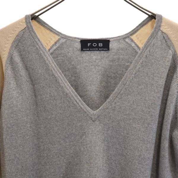 FOB FELIPE OLIVEIRA BAPTISTA フェリペオリヴェイラバティスタ 長袖 ウール100％ Vネック ニット セーター S グレー系 レディース