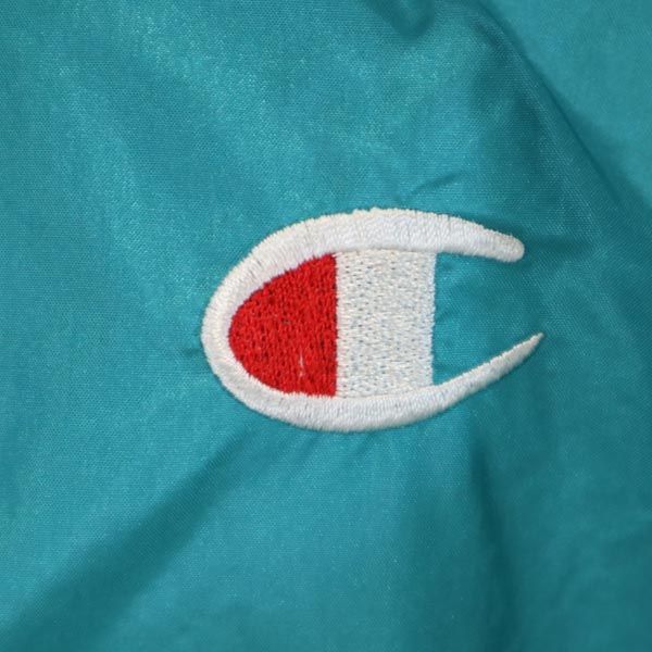Champion チャンピオン 90s 日本規格 ナイロンジャケット M ブルー系 裏メッシュ ロゴ メンズ
