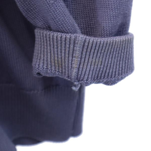 YVES SAINT LAURENT イヴサンローラン 90s ウール100％ オールド 長袖 Vネック ニット M ブルー系 セーター ロゴ刺繍 メンズ