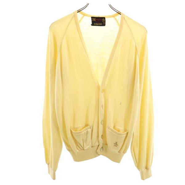 Munsing wear マンシングウェア 長袖 ニット カーディガン S イエロー系 ゴルフ ロゴ メンズ