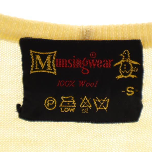 Munsing wear マンシングウェア 長袖 ニット カーディガン S イエロー系 ゴルフ ロゴ メンズ