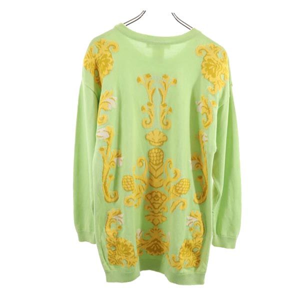 ESCADA エスカーダ 総柄 長袖 ニット 36 グリーン系 セーター メンズ